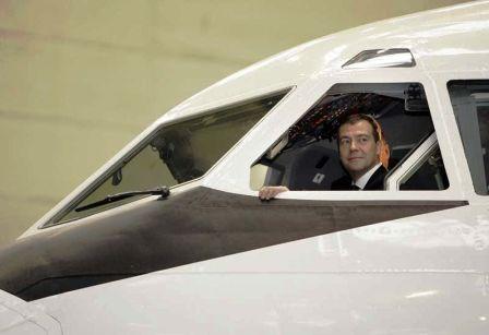 A Russian IL-96 pilot smirks at the volcano grounded planes as he prepares for takeoff