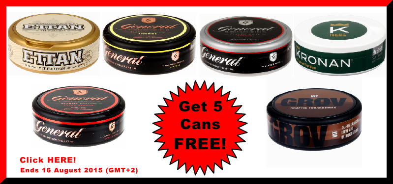 5 Cans FREE Snus Specials for this week