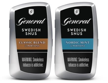 General Classic Blend and Nordic Mint Snus metal can prototypes