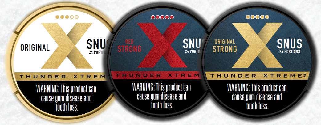 Thunder Xtreme Portion-Snus 2018 Pre Launch US Packaging with warnings