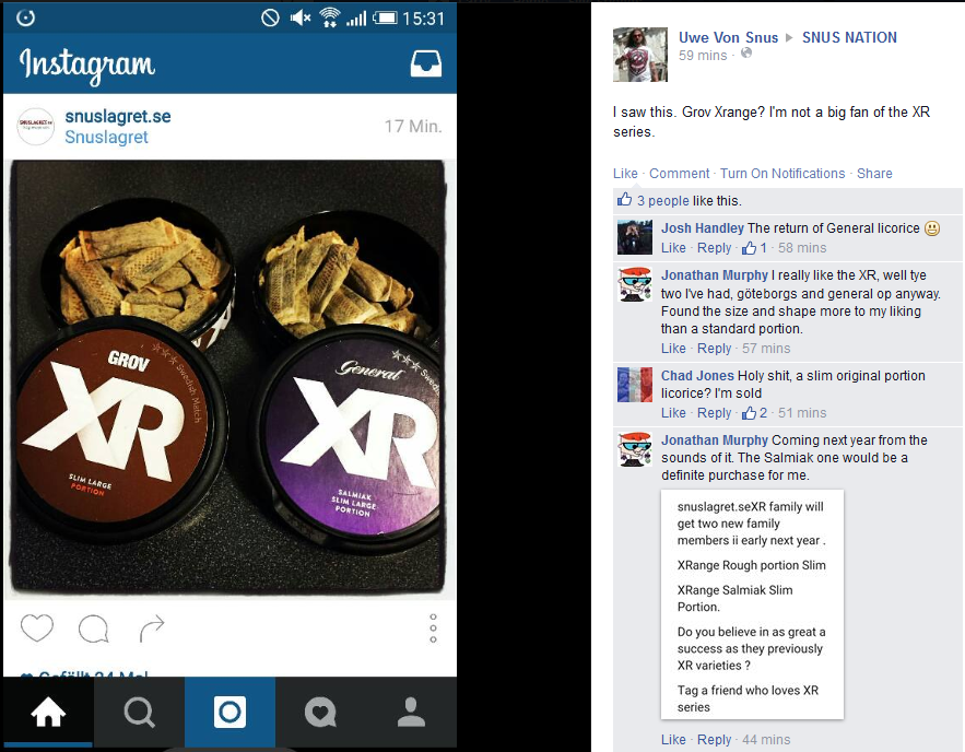 XRANGE Grov and Salmiak Snus Instagram Instagram leak 29 Nov 15