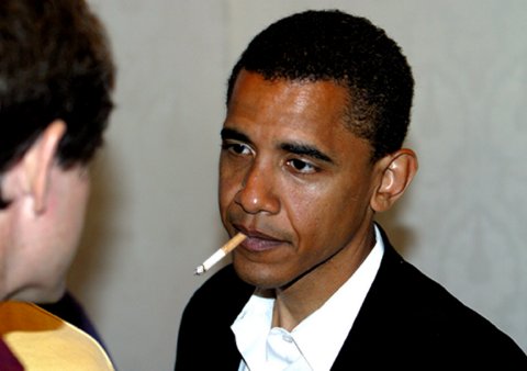 The President implies that he quit cigarettes a long time ago.  This is from last year.